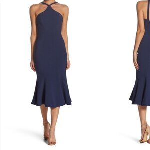 Dress the Population Tessa Crepe Mermaid Dress in Navy Blue